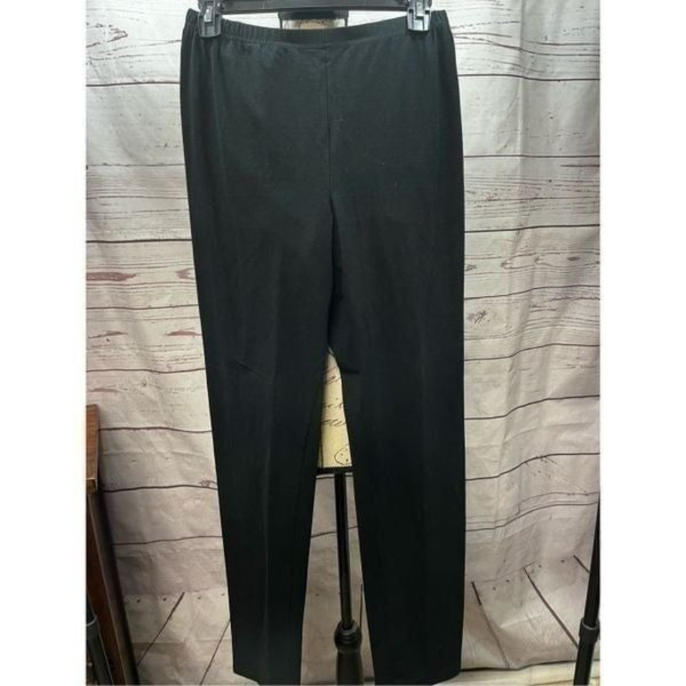 Women with Control Black Ponte Knit Straight Leg Pull‎ On Pants Size Medium
